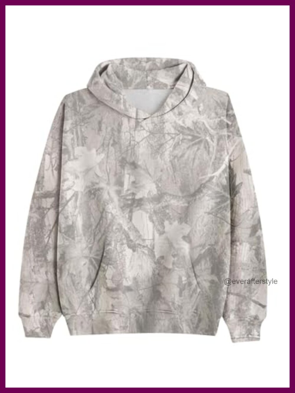 Oversized Fleece Camo Hoodie with Kangaroo Pocket Long Sleeve Pullover